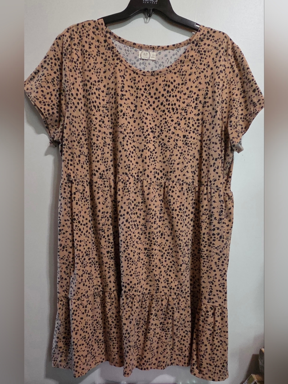 Maurices Tan Tunic Dress with Black Spot Print